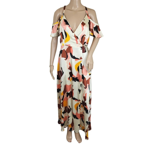 Nine West Abstract Off the Shoulder Wrap Dress - Picture 1 of 5